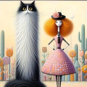 DIY Unfinished Diamond Painting Kit Funky Cat with Stylish Girl